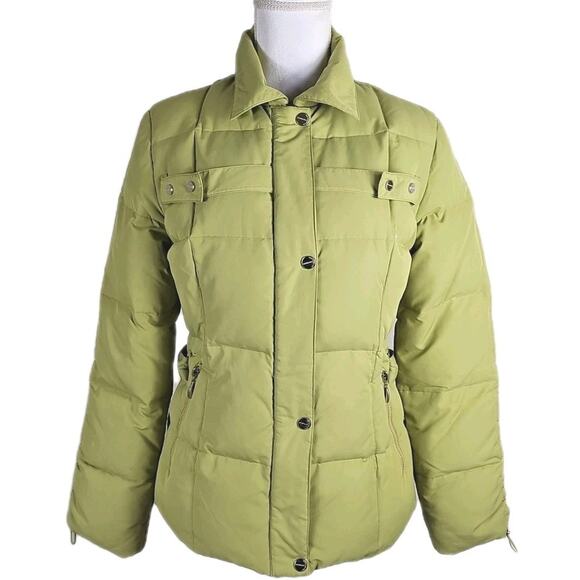 Snow Beauty ~Woman Size M~ Green Winter Down Belted Puffer Coat Jacket Zip-Up. - Picture 8 of 16